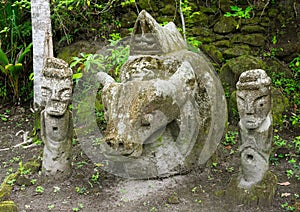 Anciet sarcophagus, Ambarita Stone Chairs, Lake Toba, Indonesia.