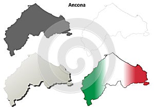 Ancona blank detailed outline map set