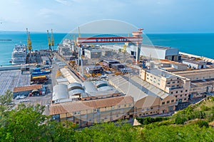 Ancona, Italy, September 26, 2021: Fincantieri dock in the port