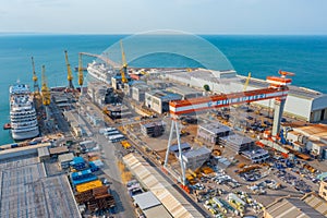 Ancona, Italy, September 26, 2021: Fincantieri dock in the port