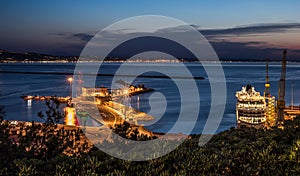 Ancona old harbour at night