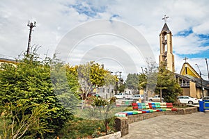 Ancud Cathedral at Plaza de Armas Square - Ancud, Chiloe Island, Chile photo