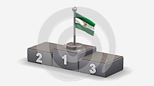 Andalusia 3D waving flag illustration on winner podium.