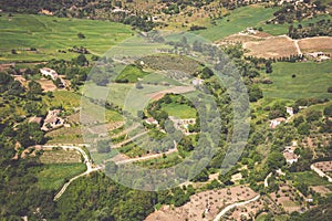 Andalusia landscape, countryside road and rock in Ronda, Spain