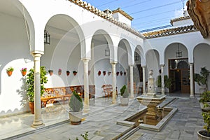 Andalusian Arab style courtyard in the Tourist Villa of Zagrilla Village -Villa Turistica- , Priego, Spain photo