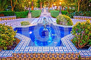 Andalusian style tilling in Alameda Apodaca garden, Cadiz, Spain