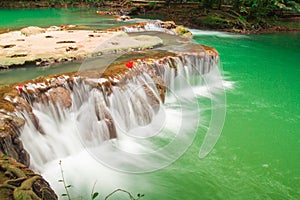 Andaman Thailand outdoor photography of waterfall in rain jungle forest. Trees, PHUKET,