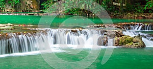 Andaman Thailand outdoor photography of waterfall in rain jungle forest. Trees, PHUKET,