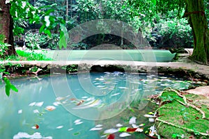 Andaman Thailand outdoor photography of waterfall in rain jungle forest. Trees, PHUKET,