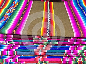 Andean blankets in a market, La Paz, Bolivia.