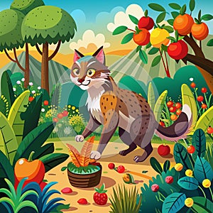 Andean Cat joyless knocks garden Fruits vector photo