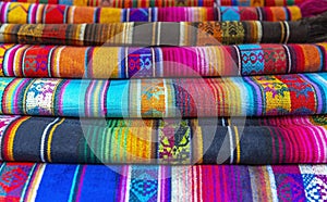 Andean Fabrics in Otavalo Market, Ecuador