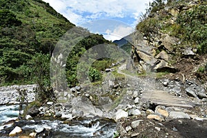 Andean mountain scenery along the Salkantay trek to Machu Picchu, Peru.