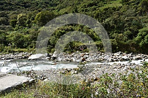 Andean mountain scenery along the Salkantay trek to Machu Picchu, Peru.