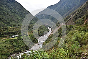 Andean mountain scenery along the Salkantay trek to Machu Picchu, Peru.