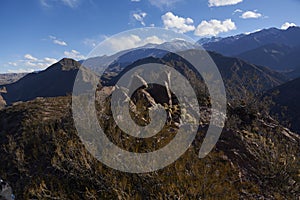 Andean mountainous scenery, mountain landscape in Mendoza, Argentina