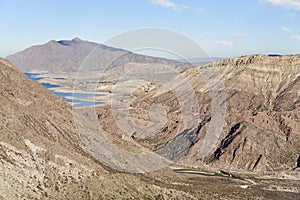 Andean scenery in Argentina, the Mendoza river flows through the mountains