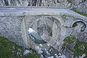 Andermatt in Alps, TeufelsbrÃ¼cke bridge, Switzerland, Europe