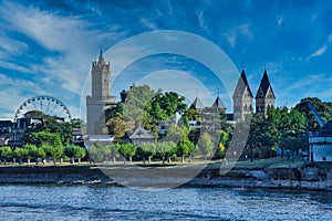 Andernach city panorama picture with famous round tower