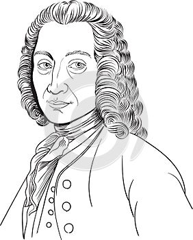 Anders Celsius isolated portrait, vector