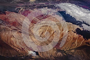 Andes cordillera and Atacama aerial view, dramatic volcanic landscape photo