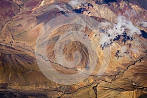 Andes cordillera and Atacama aerial view, dramatic volcanic landscape photo