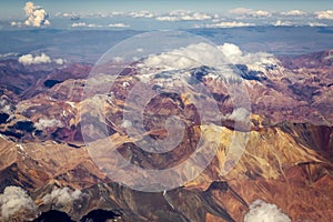 Andes cordillera and Atacama aerial view, dramatic volcanic landscape photo