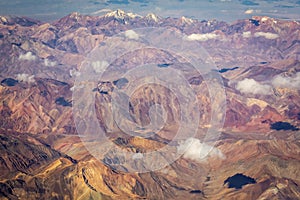 Andes cordillera and Atacama aerial view, dramatic volcanic landscape photo