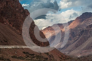 The Andes Mountain, in Latin America, during a cloudy day