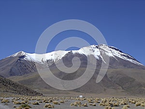 Andes mountain range with snow at the peaks.