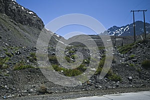 Andes mountain in summer with little snow