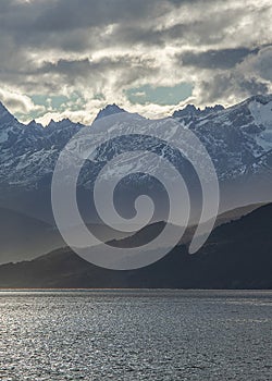 Andes mountains and beagle channel, tierra del fuego, argentina