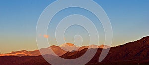 Andes mountains at dawn in Mendoza, Argentina. El Plata peak seen in the center of the frame