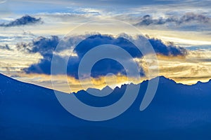 Andes mountains sunset, tierra del fuego, argentina