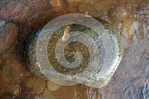 Andesite extrusive volcanic rocks in the nature. photo