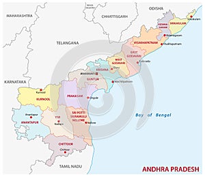 Andhra Pradesh administrative and political map, India photo