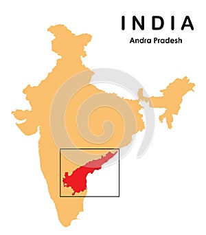 Andhra Pradesh in India map. Andhra pradesh map vector illustration.