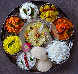 Andhra thaali meals traditional south Indian platter