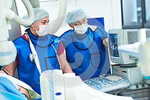 Andiography and ultrasound surgeon at surgery operating room