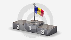 Andorra 3D waving flag illustration on winner podium.