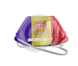 Andorra flag on anti pollution mask medical protection