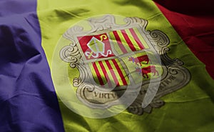 Andorra Flag Rumpled Close Up