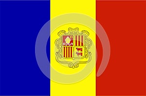 Andorra flag vector.Illustration of Andorra national flag photo