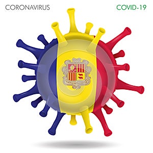 Andorra flag in virus shape