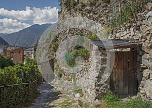 Andorra la Vella mountain outskirts and kitchen gardens.