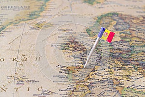 Andorra map and flag pin