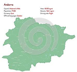 Andorra vector map and infographic design