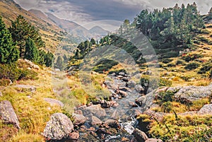 Andorran Pyrenees with wild water creeks