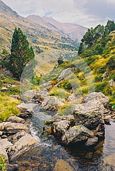 Andorran Pyrenees with wild water creeks