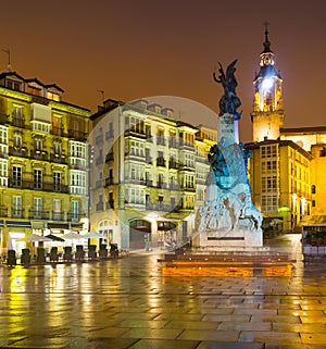 Andre Maria Zuriaren plaza in evening time. Vitoria-Gasteiz